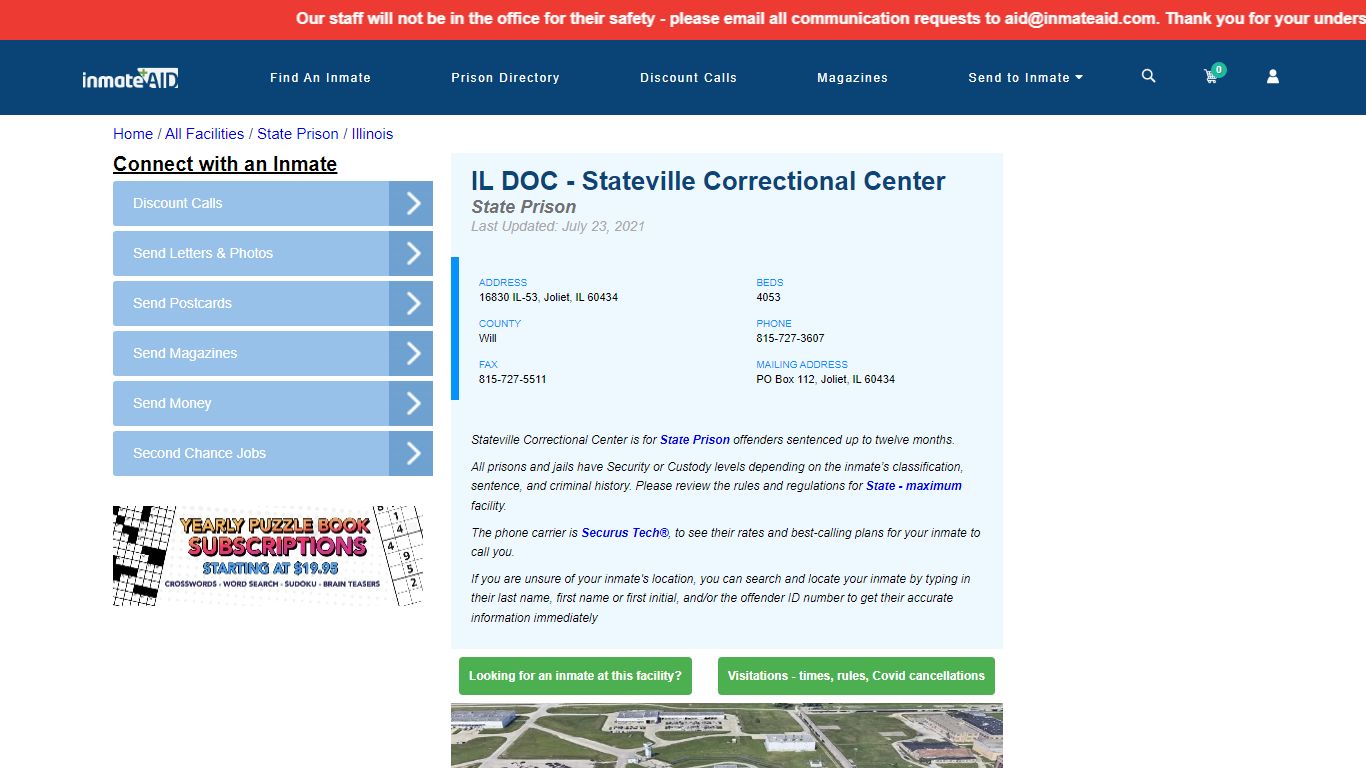 IL DOC - Stateville Correctional Center & Inmate Search ...