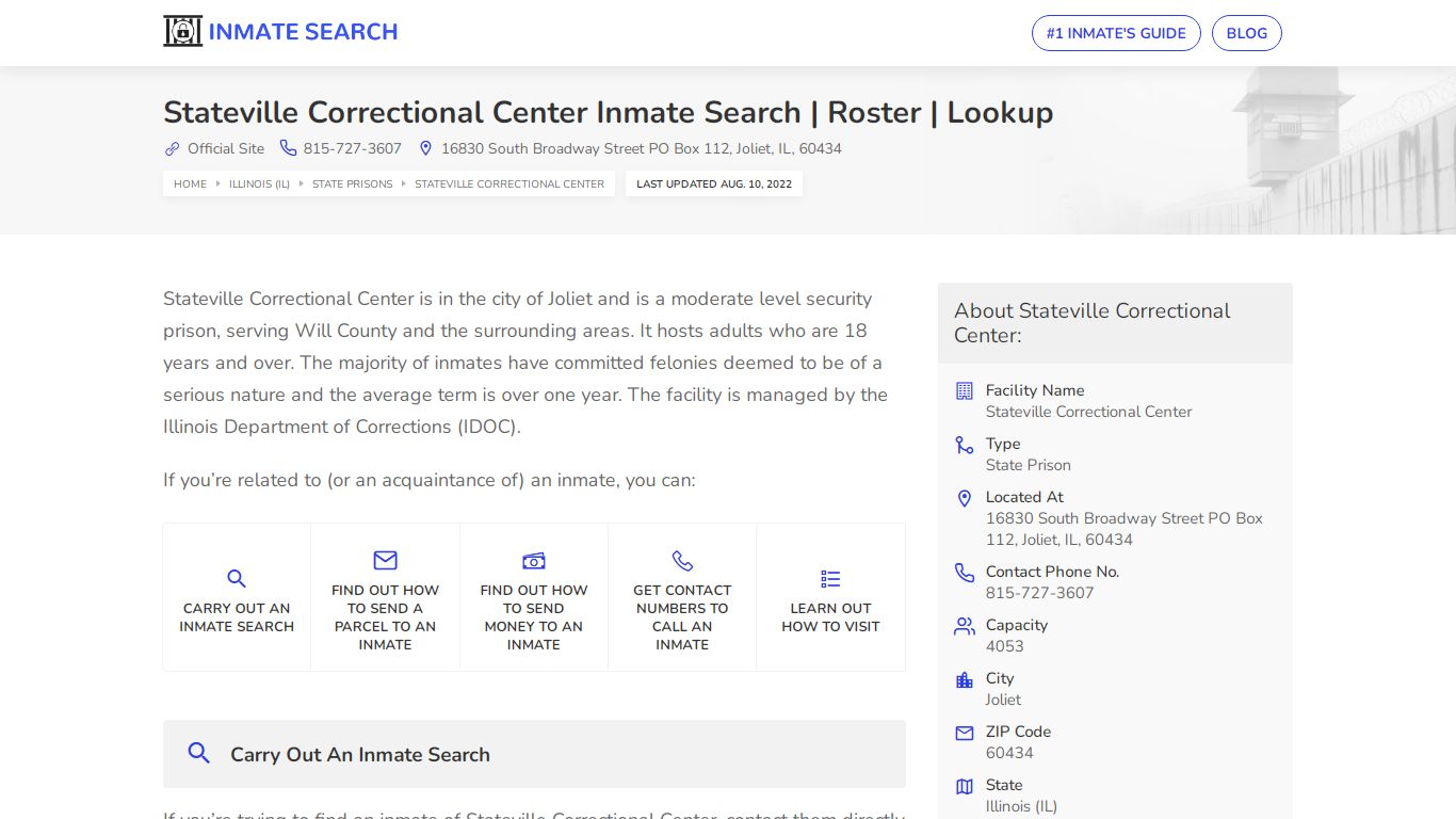 Stateville Correctional Center Inmate Search | Roster | Lookup